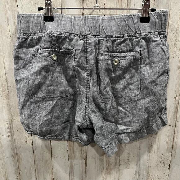 Athleta 100% Linen Mid Rise Flint Shorts Women's Size 8 Drawstring Gray 730262 - Picture 3 of 8
